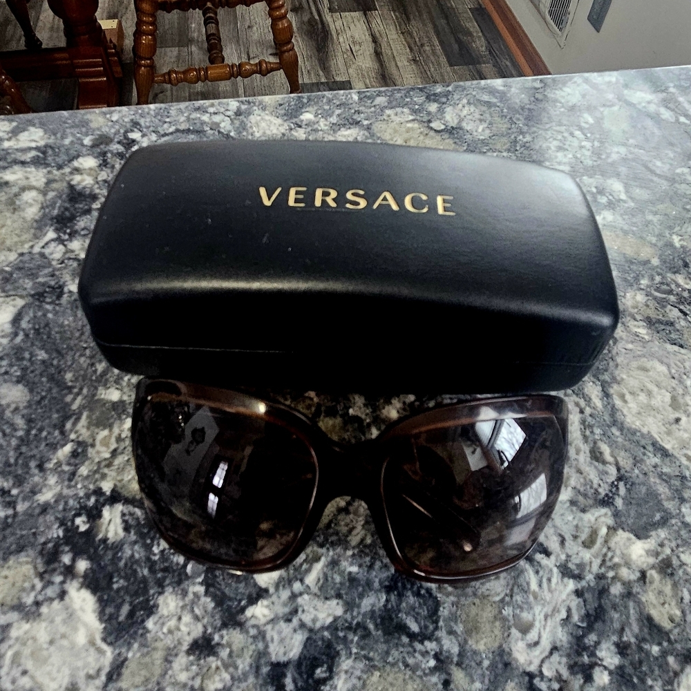 Versace Black and Brown Sunglasses with Case